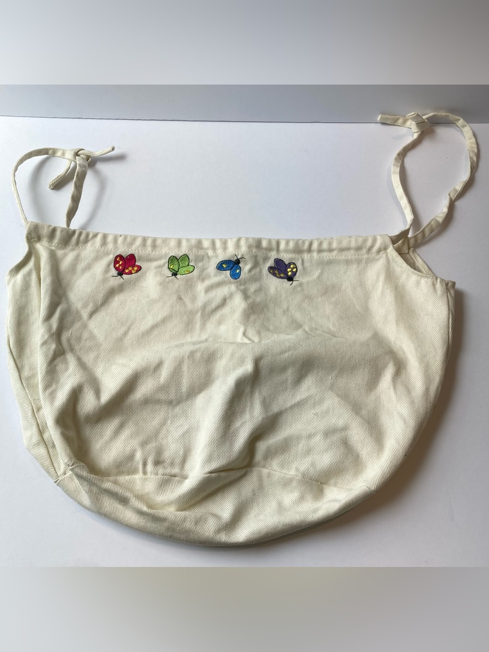 Embroidered Canvas Slouchy Tote Book Bag Ladybug Butterfly Y2K Tween Knot Tie